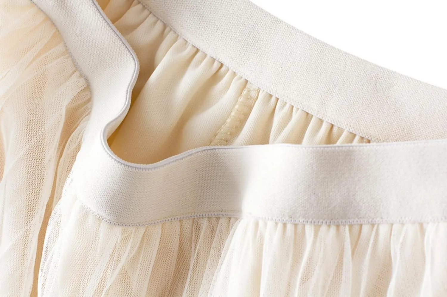 Women's Midi Skirt Elastic High Waist Lace Tulle Skirt Pleated Skirt