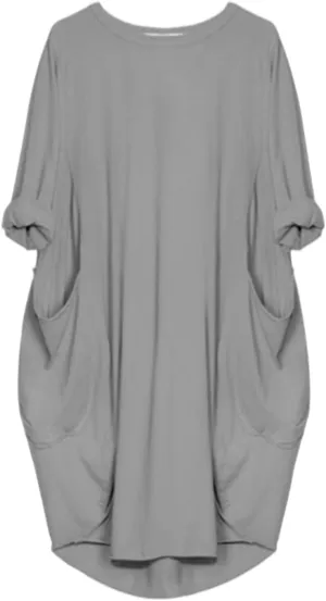 Women's Oversized Dress Long Sleeve Loose Tunic T-Shirt Dresses Summer Fashion Baggy Dress with Pockets 2025