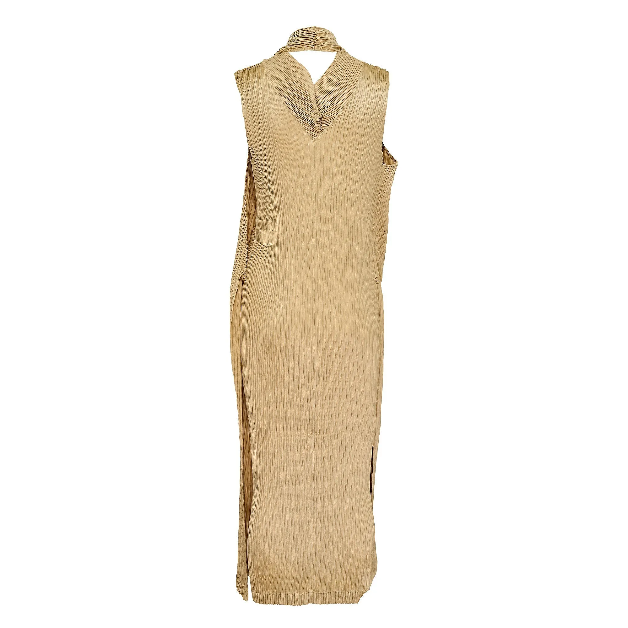 Wrapped Suede Like Pleats Pleated Dress