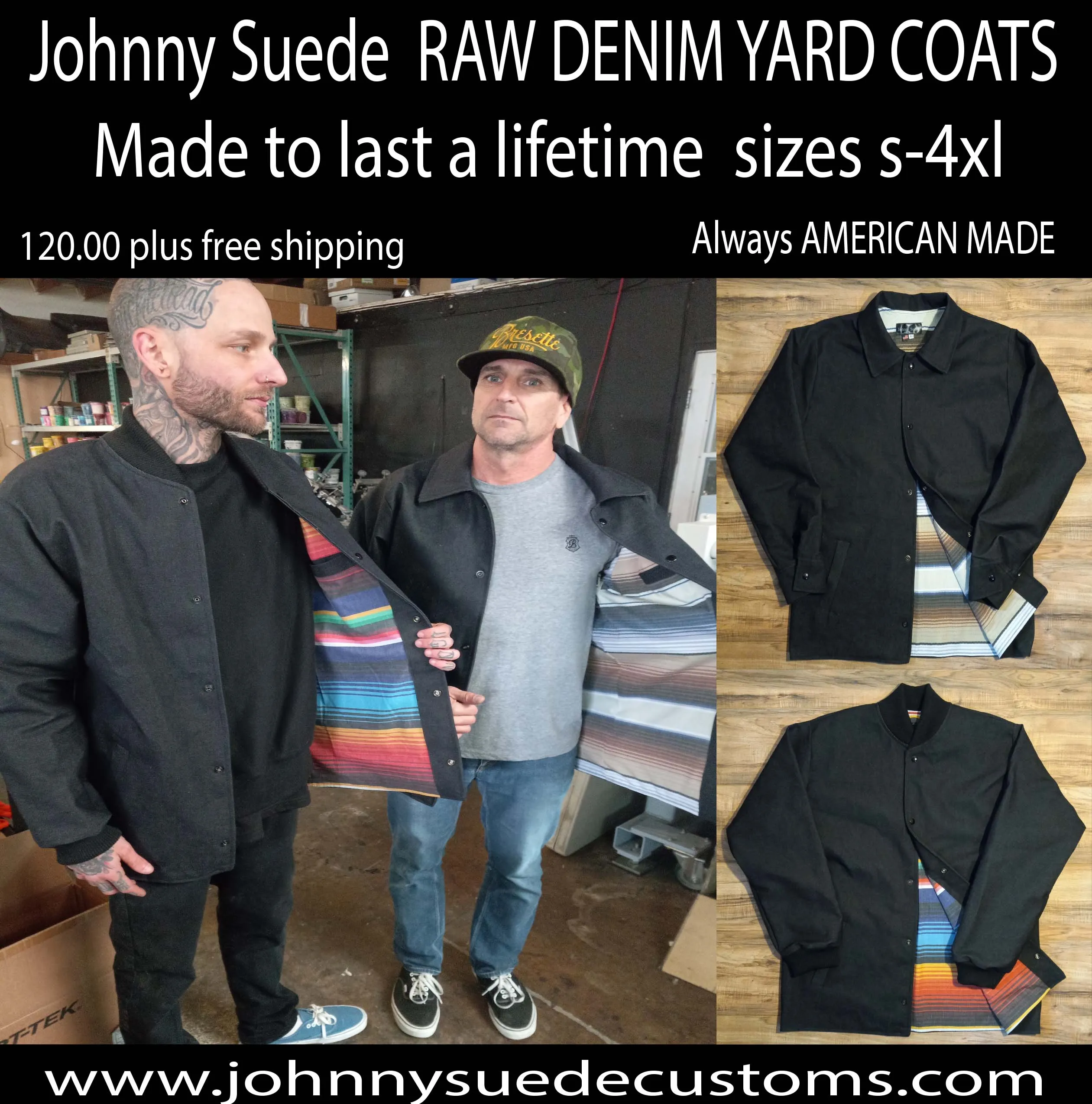 Yard coat - rib collar - blk bandana
